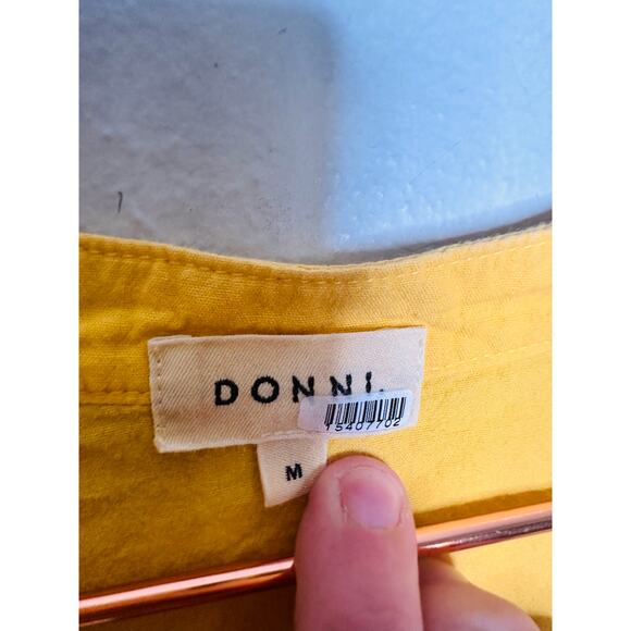 DONNI Yellow 100% Cotton Long Sleeve Tunic Maxi Dress Size Medium - Picture 5 of 11